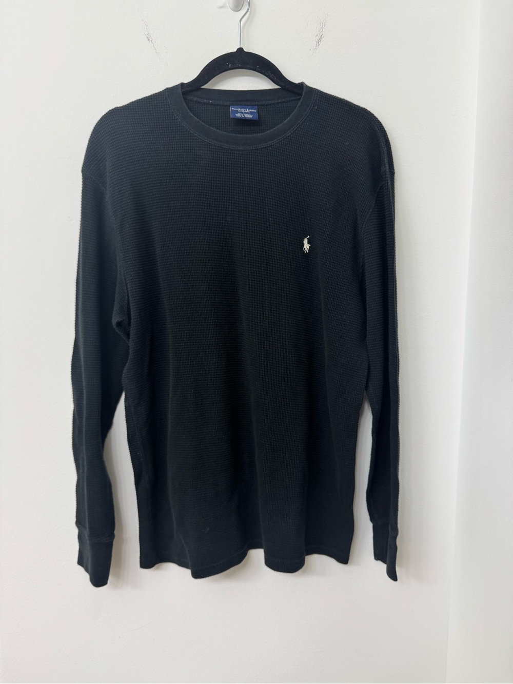 Polo by Ralph Lauren Black Waffle-Knit Long Sleeve Shirt